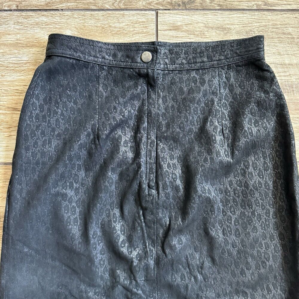 VTG Black Embossed Leather Pencil Skirt Sarah Taylor - Picture 5 of 14